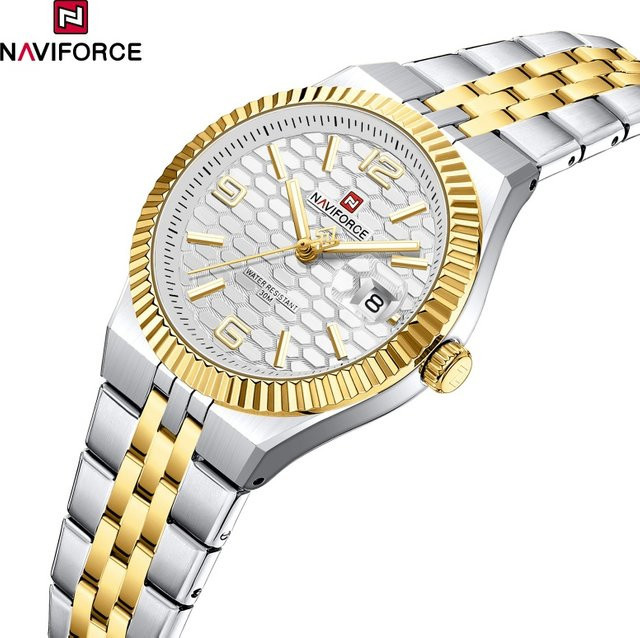 NAVIFORCE Armbanduhr, Quarz, Edelstahl, Bicolor, Weiß, Damen - Bild 1
