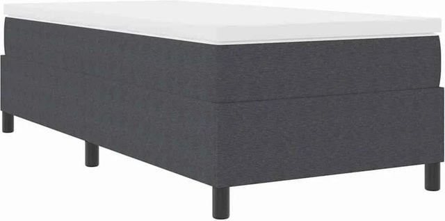 vidaXL Boxspringbett aus Cordstoff in Dunkelgrau und Weiß mit Taschenfederkern, B/T/H: 90 x 190 x 32 cm - Bild 1
