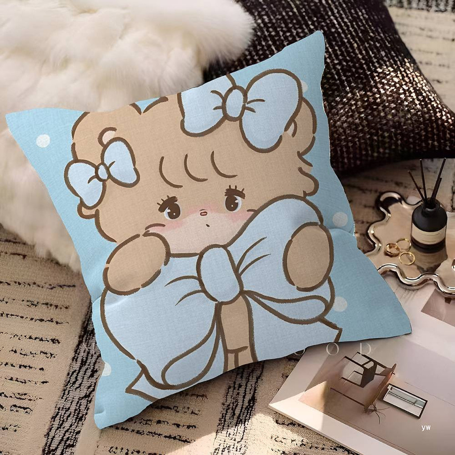Dekorativer Kissenbezug mit M-Mikko I-Illustrationen in Multicolor, Peach Skin Material, B/B/H: 18 x 18 x 18 cm - Bild 1