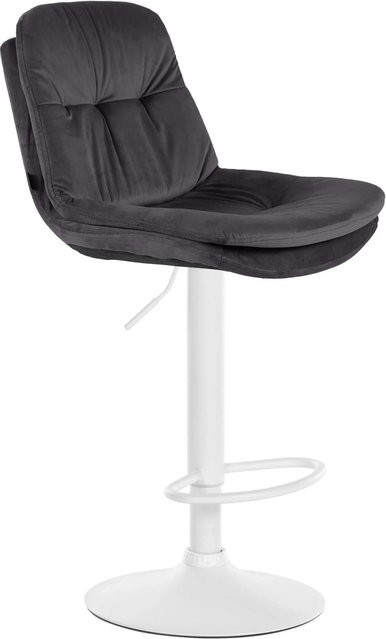DELUKE Barhocker MITUN aus Samt in Schwarz, höhenverstellbarer Barstuhl mit Lehne und 360 Grad Drehsitz, B/T/H: 46 x 54 x 94 cm - Bild 1