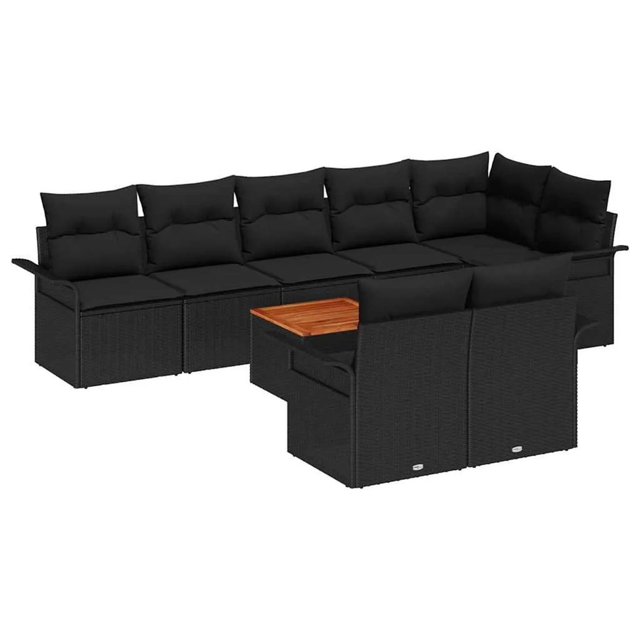 vidaXL Garten-Sofa-Set 9-tlg. aus Polyrattan in Schwarz mit Polsterung und Stauraumfunktion - Bild 2