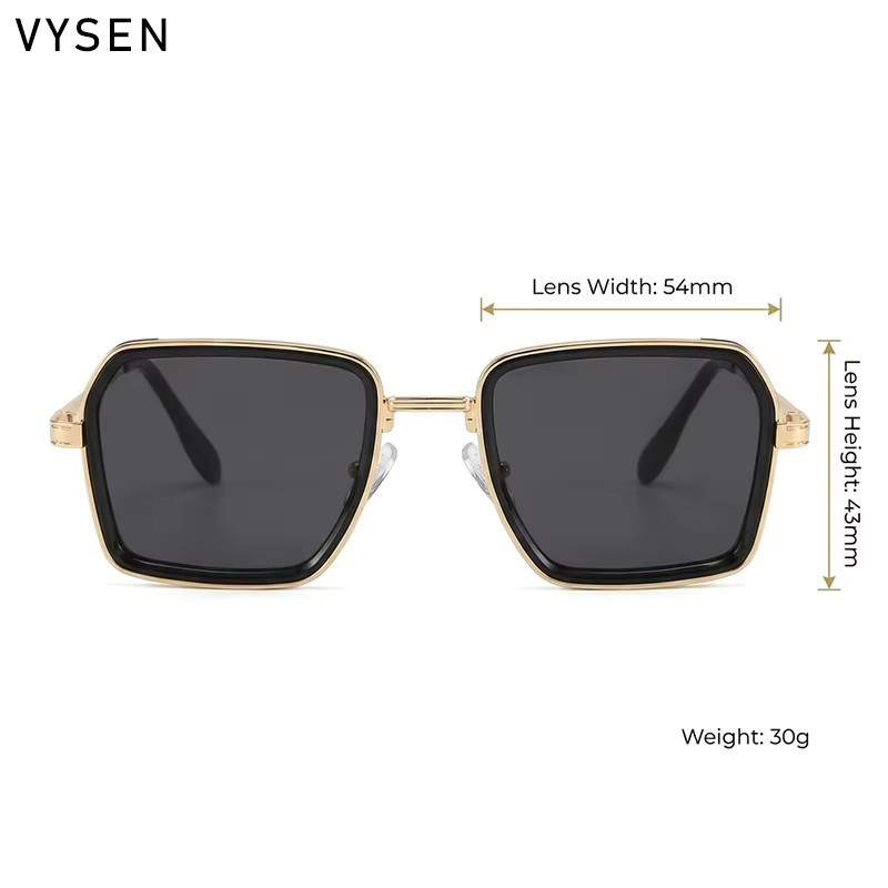VYSEN Sonnenbrille, quadratisch, Metall, Vollrand, Gold, Herren - Bild 4