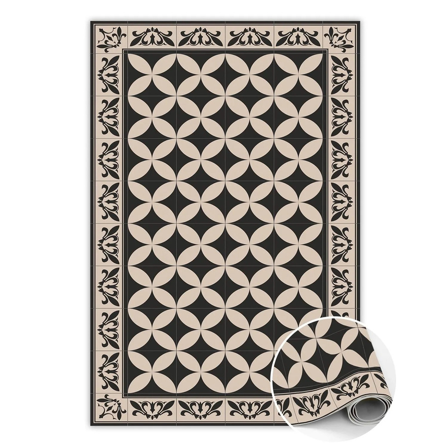 Tulup Teppich Spanische Fliesen Design in Schwarz, Rechteckiger PVC Mat, B: 60 cm, T: 90 cm - Bild 2