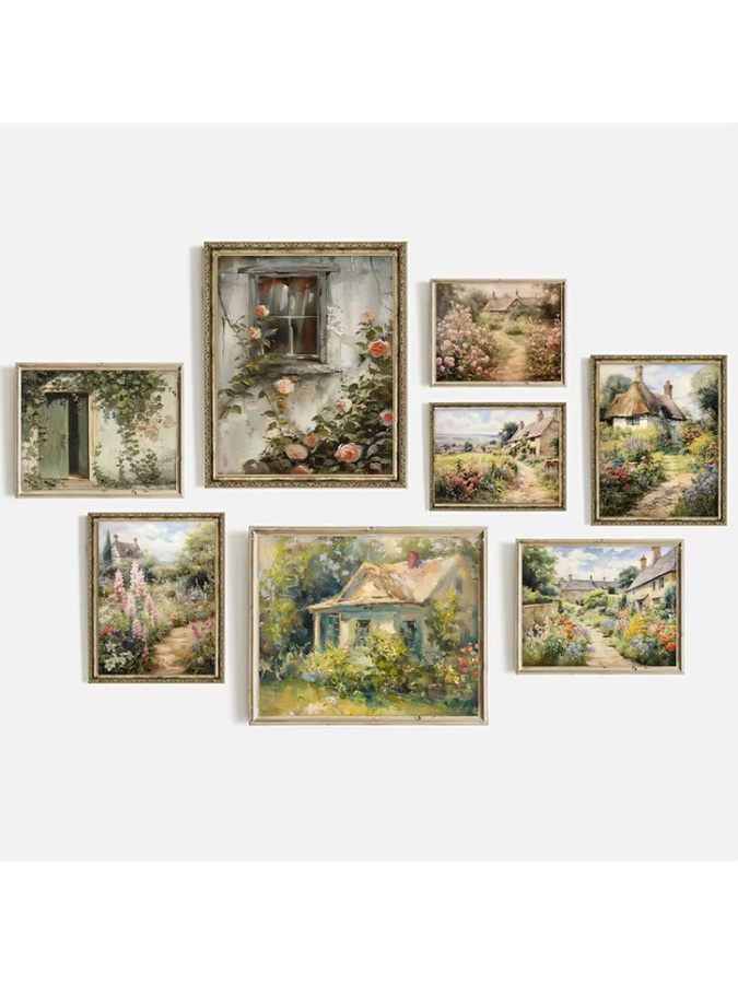 Potdemiel Wandkunst Leinwanddruck mit Rosen, Blumen und Efeu im Vintage Landhausstil, Mehrfarbig - Bild 3