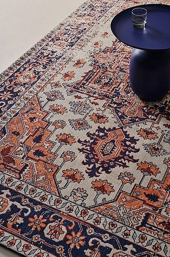 FAIZA Flach gewebter Teppich in Vintage-Optik mit abstraktem Design, Multicolour, B/T: 200 x 300 cm - Bild 1