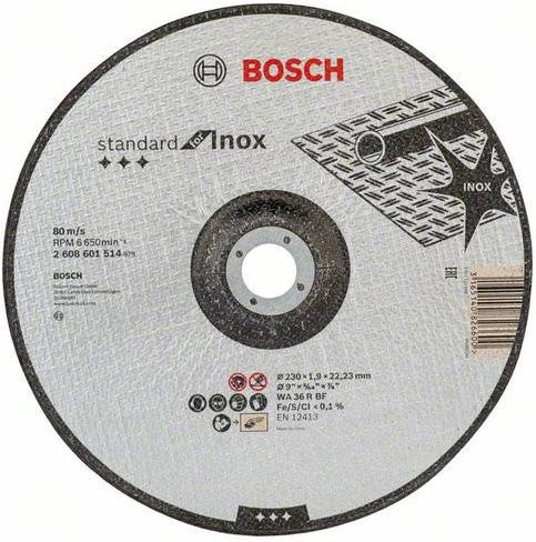 Bosch Trennscheibe gekröpft Standard for Inox WA 36 R BF für Metall, Durchmesser: 230 mm, Bohrung: 22,23 mm, Stärke: 1,9 mm - Bild 1