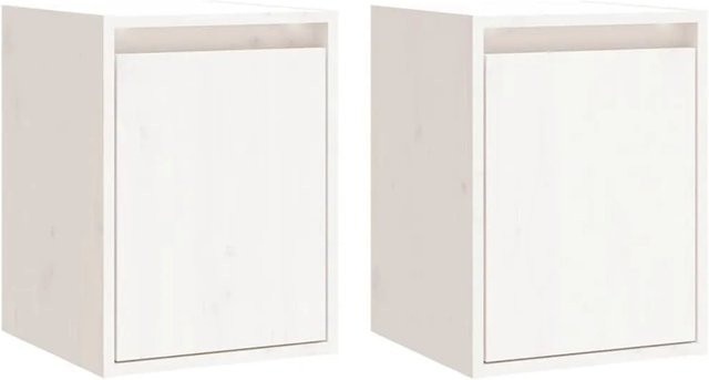 vidaXL Wandschränke aus Massivholz Kiefer, 2er-Set, Weiß, B/T/H: 30 x 30 x 40 cm - Bild 1