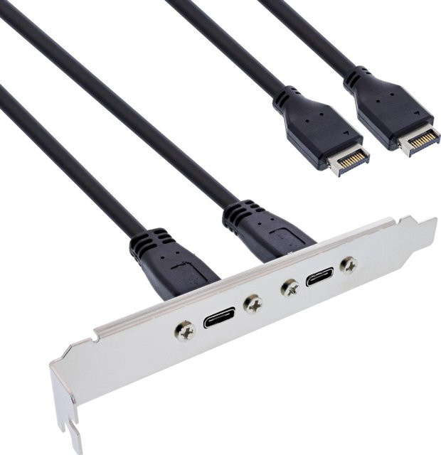 InLine USB Typ-C zu USB 3.1 Slotblende Frontpanel Key-A intern, Schwarz, Länge: 0,5 m - Bild 1