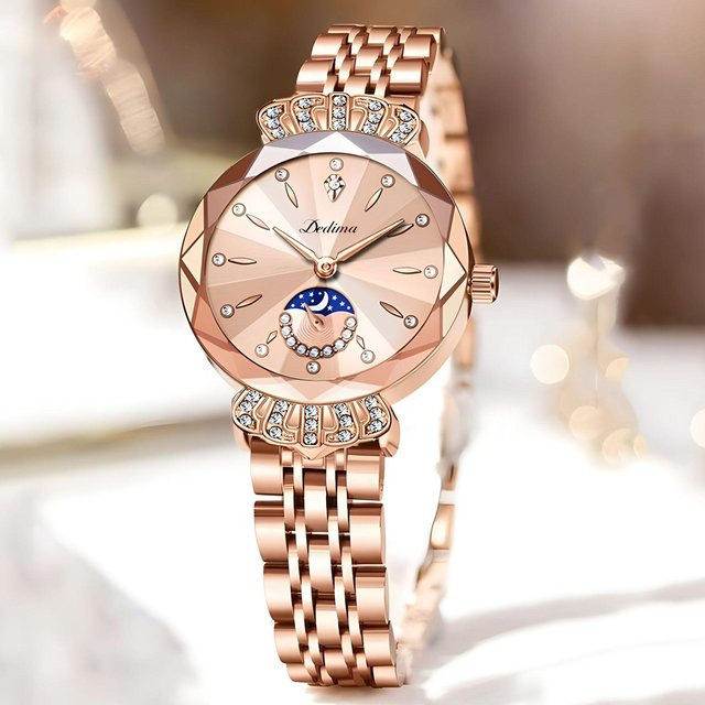 DEDIMA Armbanduhr, Roségold, Edelstahl, Diamant, Quarz, 30 mm, Damen - Bild 1