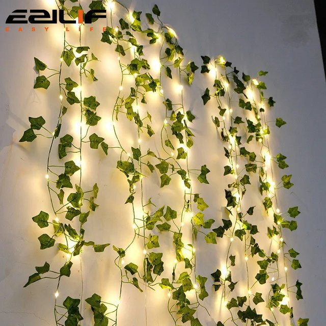 Wasserdichte künstliche grüne Efeu-Lichterkette mit warmweißem Licht für Dekorationen im Schlafzimmer, Hochzeiten oder auf dem Balkon - Bild 1