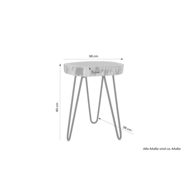 byLIVING Beistelltisch NASTI aus Akazie und Metall, rund, natur/schwarz, B: 38 cm, T: 40 cm, H: 38 cm - Bild 2