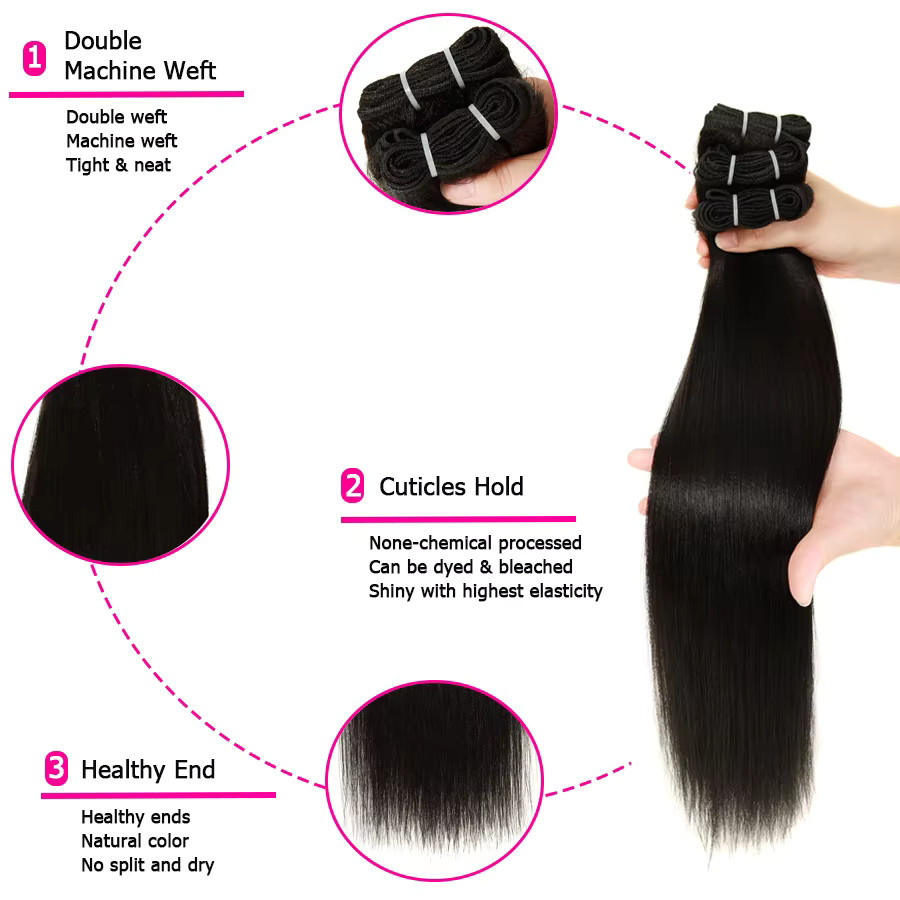 wowangel Haarverlängerung Yaki Straight HD Lace Frontal, Brasilianisches Echthaar - Bild 4