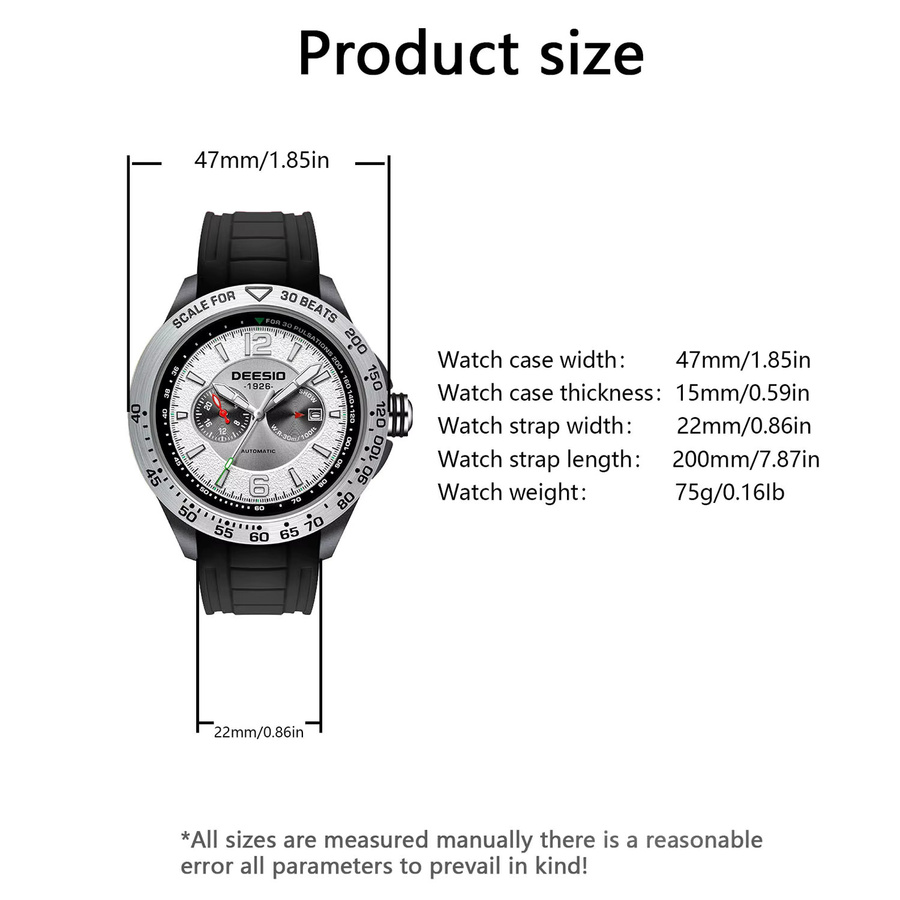 Deesio Armbanduhr Automatik, Kohlefaser, Silikon, Herren - Bild 6