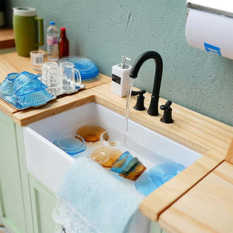 ZTOYL Puppenhaus Miniatur Küchenspüle Toilette Waschbecken Badezimmer Küche Zubehör - Bild 3