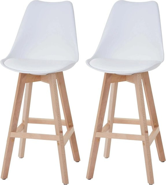 PROREGAL 2er-Set Barhocker mit Lehne in Weiß, Kunstleder und Retro Design, Sitzhöhe: 76 cm - Bild 1