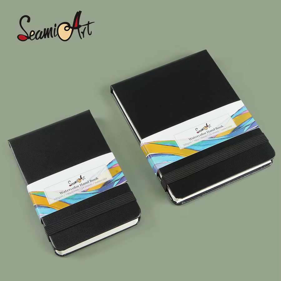 SeamiArt Skizzenbuch A4 mit 24 Blatt 300 g/m² Papier, Hardcover Notizbuch in Schwarz für Aquarell, Acryl, Marker und Ölfarbe - Bild 2