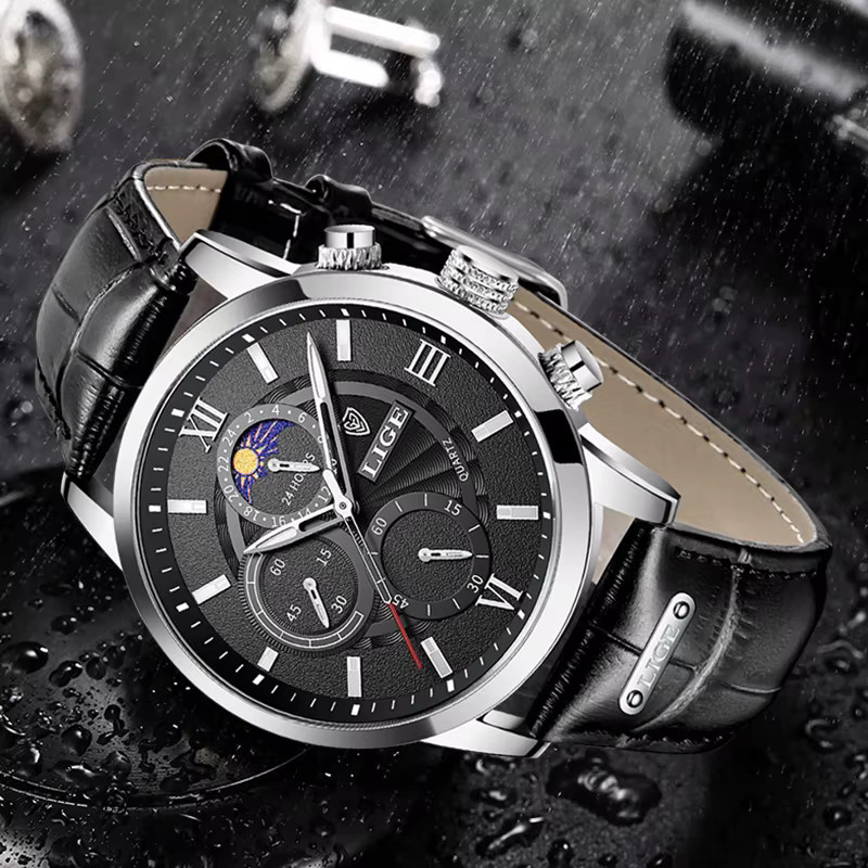 Lige Chronograph, Quarz, Leder, Schwarz, Herren - Bild 2