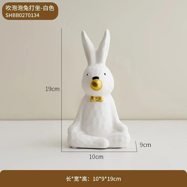 Dekorative Keramik-Kaninchen-Statue von Household supplies MH in Weiß für dein Zuhause oder das Büro - Bild 1