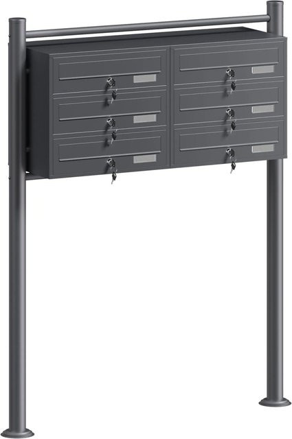 Wiltec Briefkastenanlage mit 6 Fächern in Anthrazit als Standbriefkasten (2x3 Fächer) - Bild 1