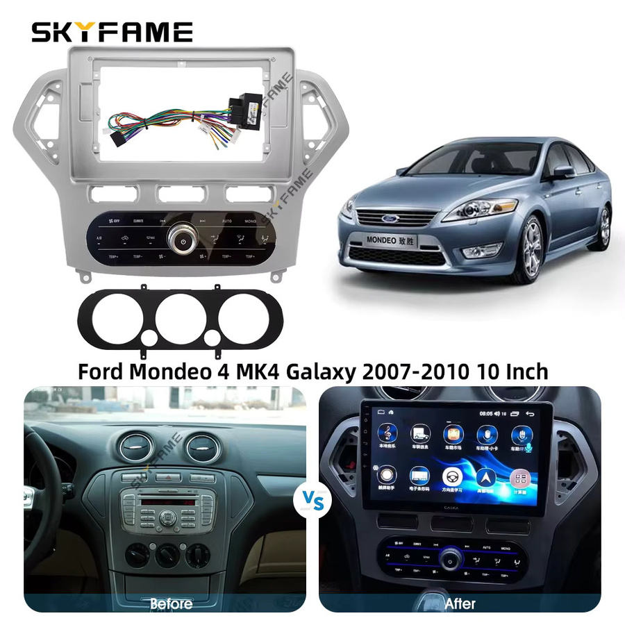 SKYFAME Auto-Rahmenadapter mit Canbus-Box Decoder für Android Radio Armaturenbrett-Einbausatz passend für Ford Mondeo 4 MK4 und Galaxy - Bild 5