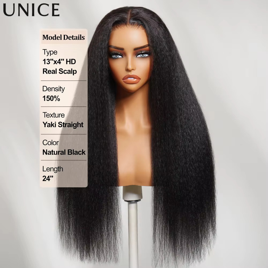 UNice Lace-Frontal-Perücke, Kinky Straight, 100% Echthaar, Unisex - Bild 2
