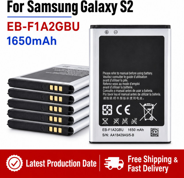 Samsung EB-F1A2GBU Akku für Galaxy S2 i9100 i9105 i9100G in Schwarz, 1650mAh Hochleistungs-Ersatzakku B9062 I777 - Bild 1
