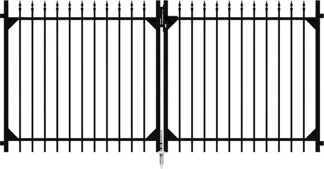 Metallzaun Chaussee Doppeltor aus Aluminium in Schwarz Matt, Breite: 120 cm, Höhe: 301 cm - Bild 1