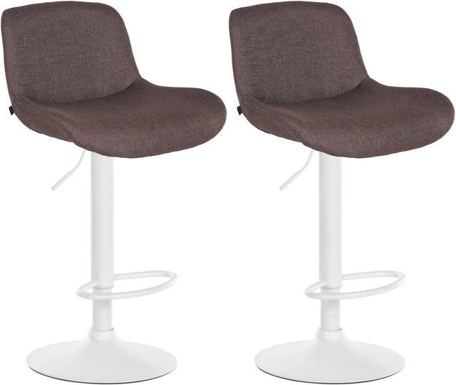 DELUKE 2er Set Barhocker PONOR aus Samt in Dunkelbraun und Weiß, höhenverstellbare Tresenhocker mit Lehne und 360 Grad Drehsitz, B/T/H: 50 x 50 x 85 cm - Bild 1