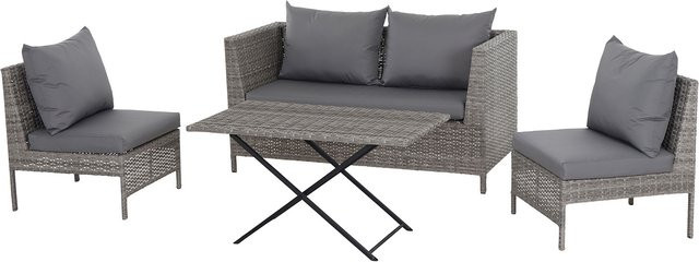 GARDAMO Vigo Lounge Set, 4-teilig, grau, aus Kunststoffgeflecht und Stahl mit Polyesterpolstern - Bild 1