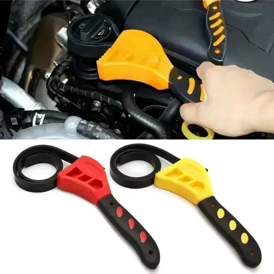 Verstellbarer 6-Zoll-Riemen-Schraubenschlüssel als Ölfilter-Abzieher und Riemen-Spanner in Rot - Bild 3