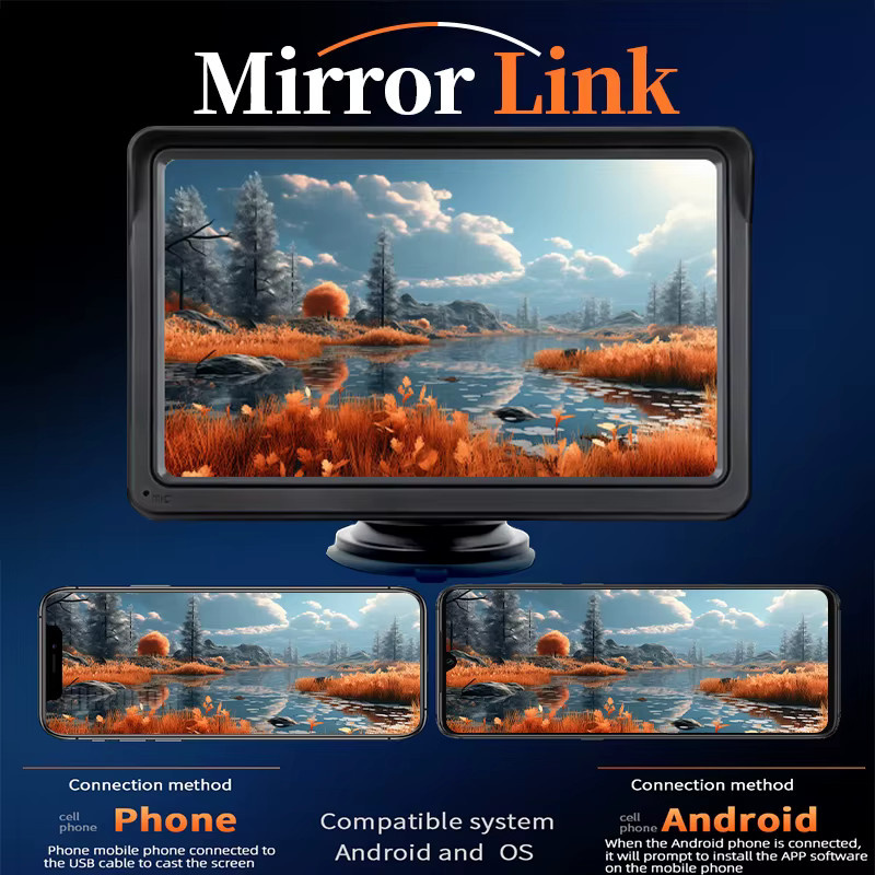 Hippcron 7-Zoll Tragbares Autoradio mit Android Auto und Wireless CarPlay, Multimedia-Videoplayer mit Touchscreen und GPS-Navigation, Schwarz - Bild 4