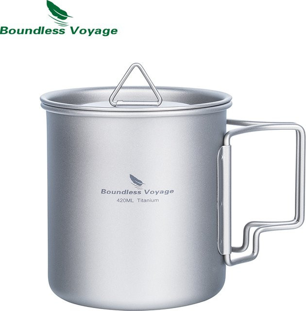 Boundless Voyage Titanbecher mit Deckel in Silber, Outdoor-Tumbler für Camping und unterwegs, 420 ml - Bild 1