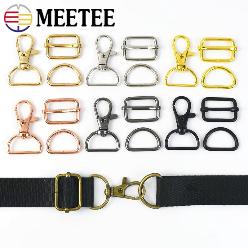 Meetee Set aus 2 drehbaren Karabinerhaken und D-Ringen aus Metall in Schwarz mit 20 mm Breite - Bild 2
