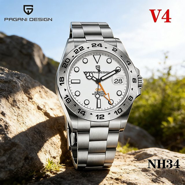 PAGANI DESIGN Armbanduhr, GMT, Automatik, Edelstahl, Saphirglas, Herren - Bild 1