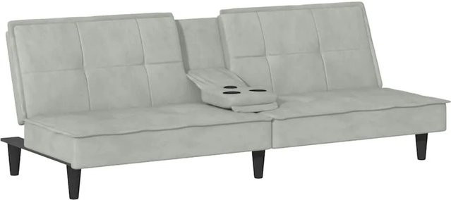 vidaXL Schlafsofa mit Schlaffunktion in Hellgrau aus Samt mit Getränkehaltern und Massen B: 200 cm, H: 70 cm, T: 89 cm - Bild 1