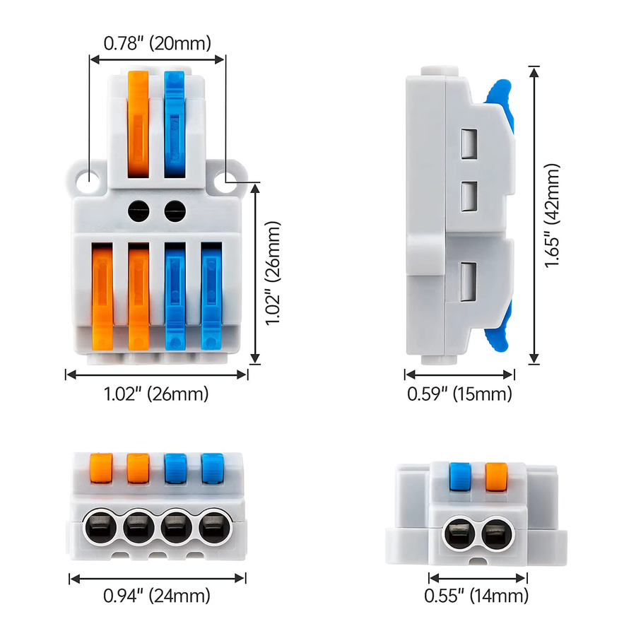 AOKIN Drahtverbinder Set 5/10 Stück Kompakte Schnellverbinder für 2 bis 4 Drähte 28–12 AWG Anschlussklemmen - Bild 2