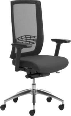 Bürostuhl Leyform WIKI in Schwarz mit Armlehnen, Stoffbezug und poliertem Aluminiumgestell - Bild 1
