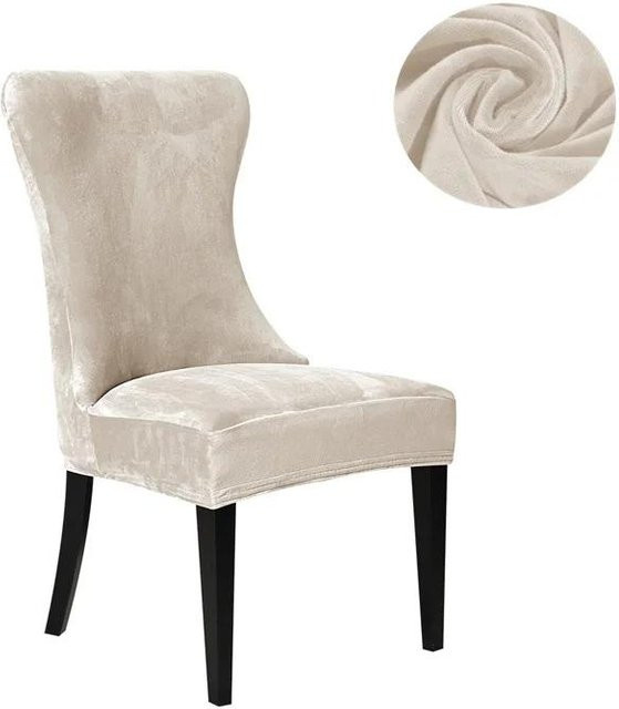Universelle Samt-Stuhlhussen von Household supplies MH in Weiß, moderner Stretch-Sitzbezug für Esszimmer und Wohnzimmer - Bild 1