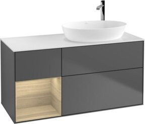 V&B Waschtischunterschrank Finion mit Wandbeleuchtung, Farbe: Eiche und Anthrazit, B/T/H: 120 x 50,1 x 50,1 cm - Bild 1