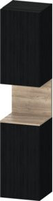 Duravit Hochschrank Qatego in Schwarz mit Glastüren und LED-Beleuchtung, B/T/H: 40 x 36 x 176 cm - Bild 1