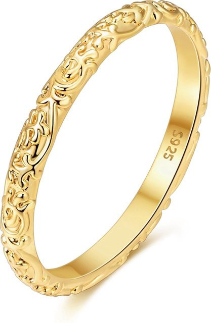 Ring 925 Silber, vergoldet, Blumenmuster, Damen - Bild 1