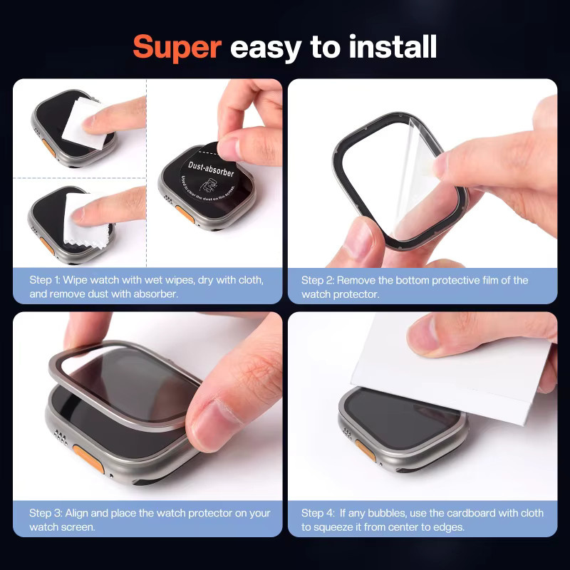 Screen Protector für Apple Watch Ultra 2-3, 49mm, Schwarz, 2 Stück - Bild 3