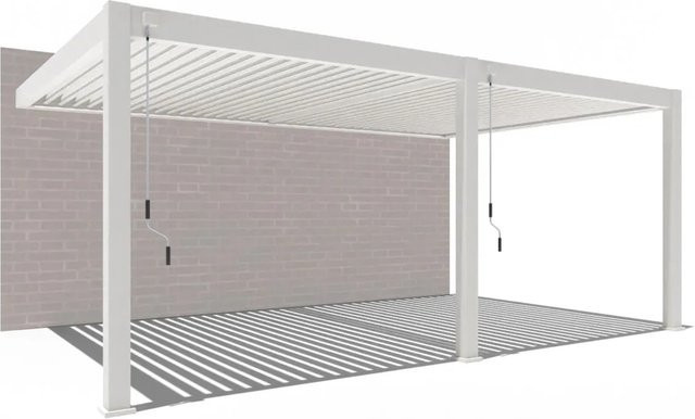 Weide Deluxe Plus Aluminium Pavillon Wandpergola mit Lamellendach Weiß B: 400 cm, T: 250 cm, H: 255 cm - Bild 1