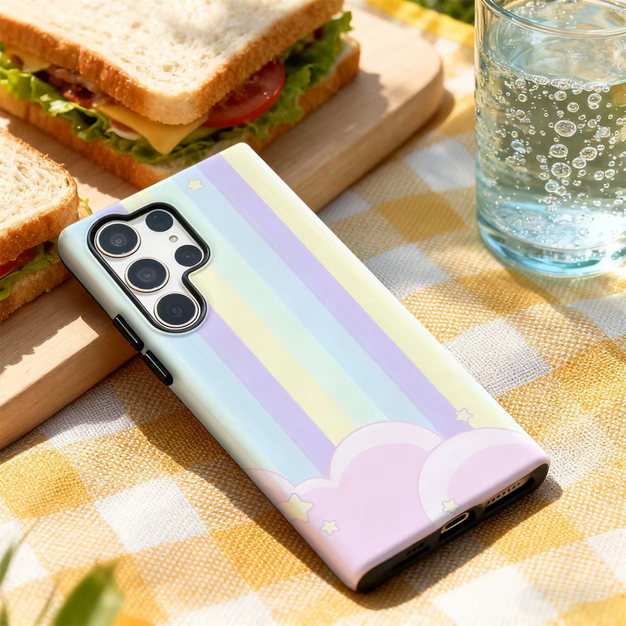 Samsung Handyhülle Cloud & Star Stripes für Galaxy S25 Ultra, S24 und S23 Ultra Plus in Multicolour mit glänzender doppellagiger Rückseite - Bild 2