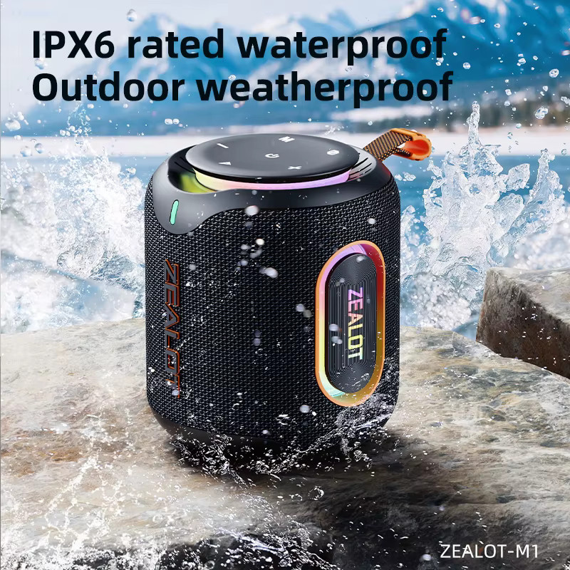 ZEALOT M1 Kabelloser Lautsprecher mit 30 W, RGB-Beleuchtung, IPX6 wasserdicht, 30 Stunden Spielzeit, Schwarz/Multicolor - Bild 6