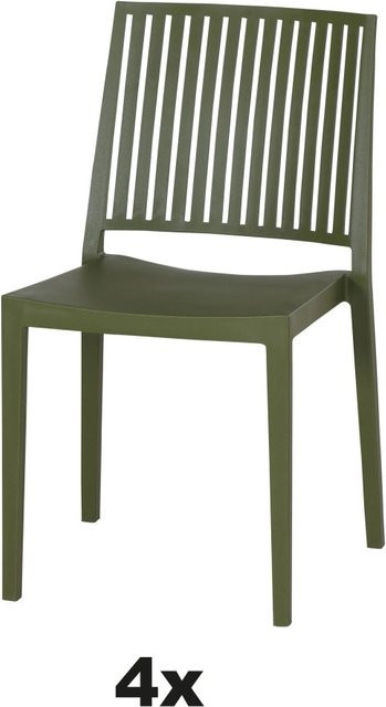 Siena Garden Stapelstuhl-Set Lane 4-teilig in Olive Green aus Polypropylen und Glasfaser - Bild 1