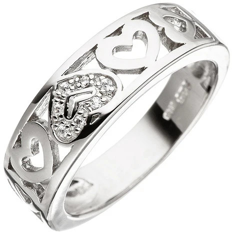 Colfem Ring Herz Herzen, 925 Sterling Silber, Zirkonia, Damen, Größe 60 - Bild 1