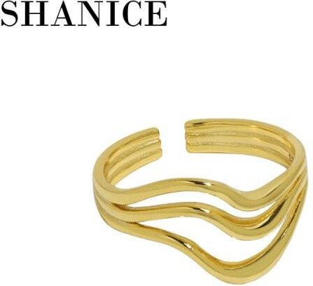 Ring 925 Sterlingsilber, Wellenlinien, gold, Damen, verstellbar - Bild 1