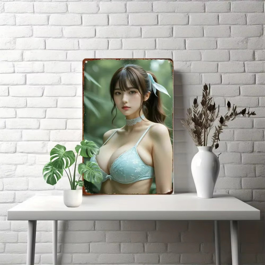 HELLOYOUNG Anime Girl Metall-Wandkunst mit Blumen-Motiv in Weiß und Multicolour, B/H: 20,3 x 30,5 cm - Bild 3