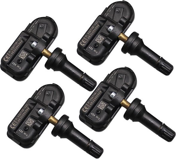 4-teiliger GANGLE TPMS-Reifendrucksensor Set in Schwarz für Jeep Cherokee und RAM, 433MHz, kompatibel mit Teilenummern 68157568aa, 68249197aa und 68324960ab - Bild 1
